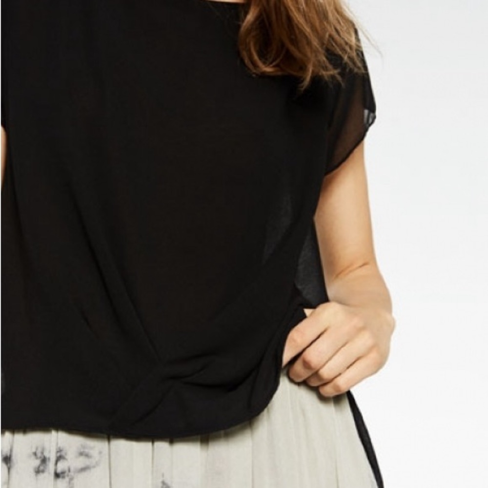 Zara Black Twist-Front Short Sleeve Top
